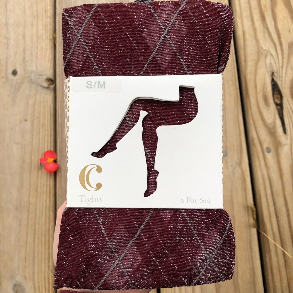 Charming Charlie’s Glitter Burgandy Tights